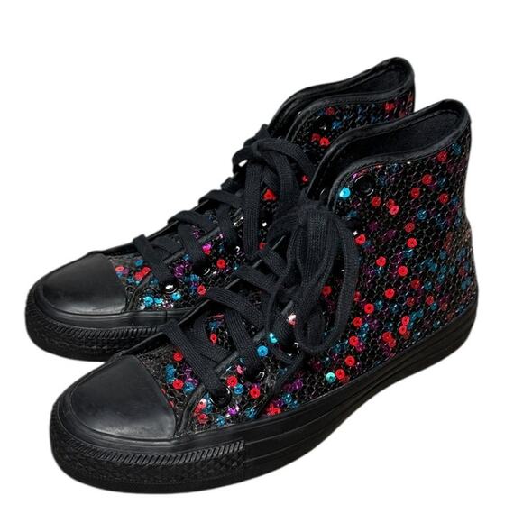 CONVERSE Sequin Hi-Top Chuck Taylor All Star Sneakers SZ 6 - Picture 1 of 9